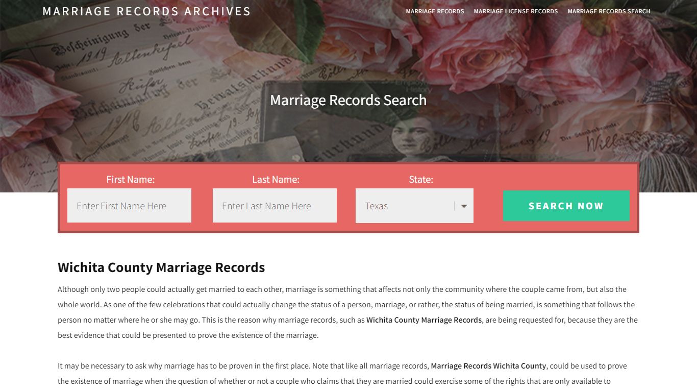 Wichita County Marriage Records